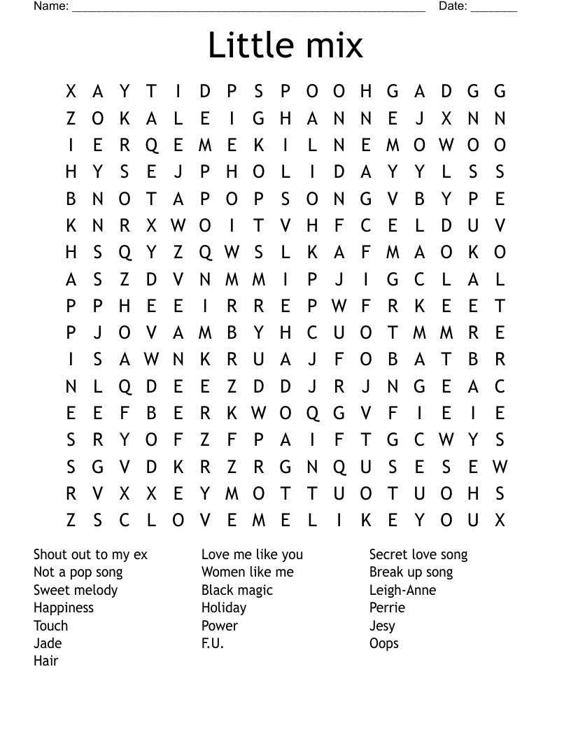 Little mix Word Search