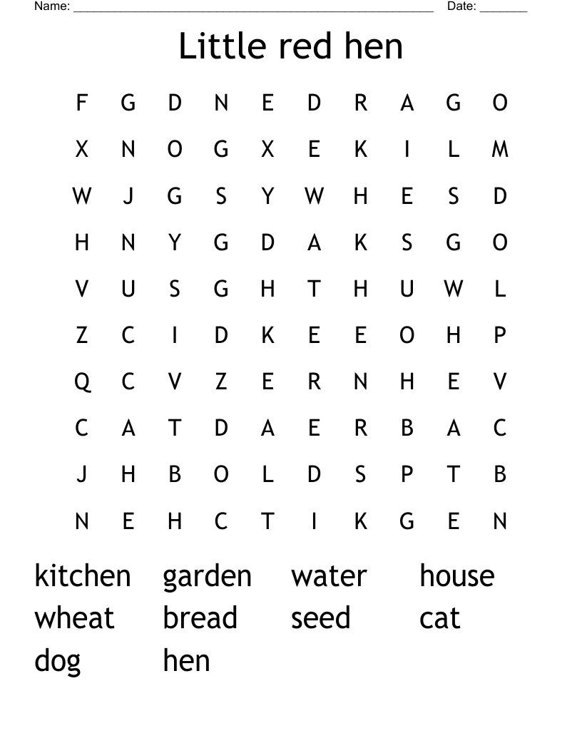 Little red hen Word Search