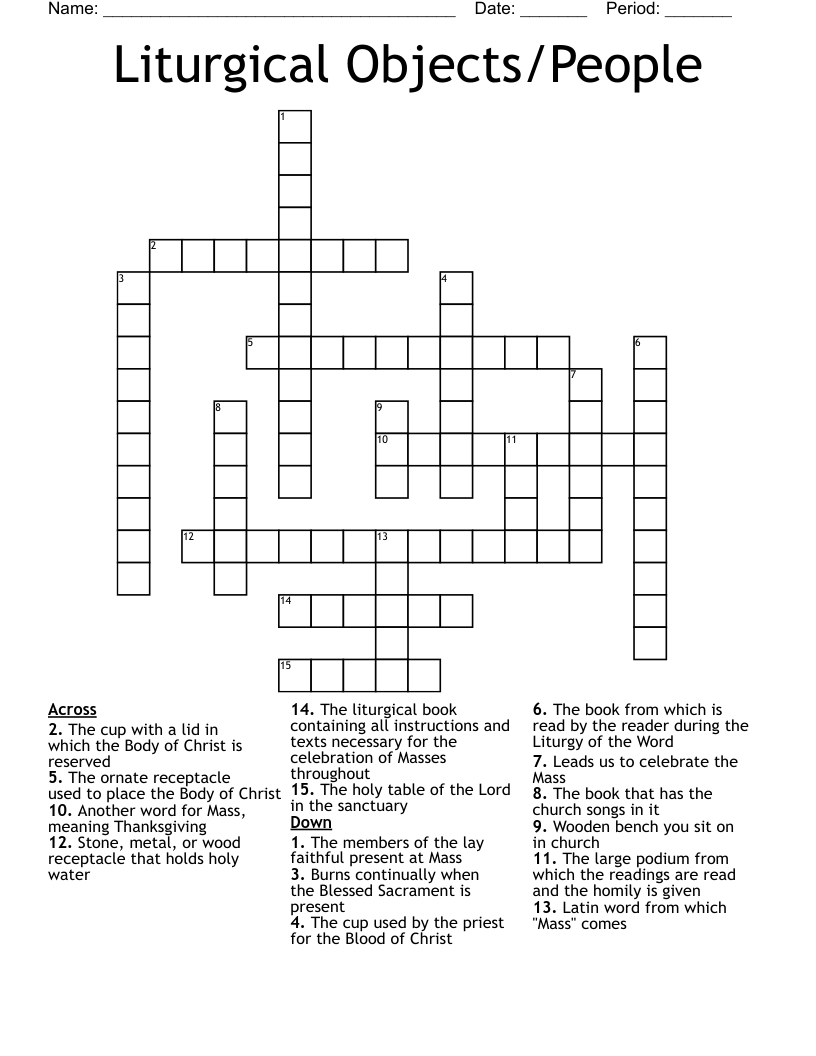 Liturgical Objects/People Crossword