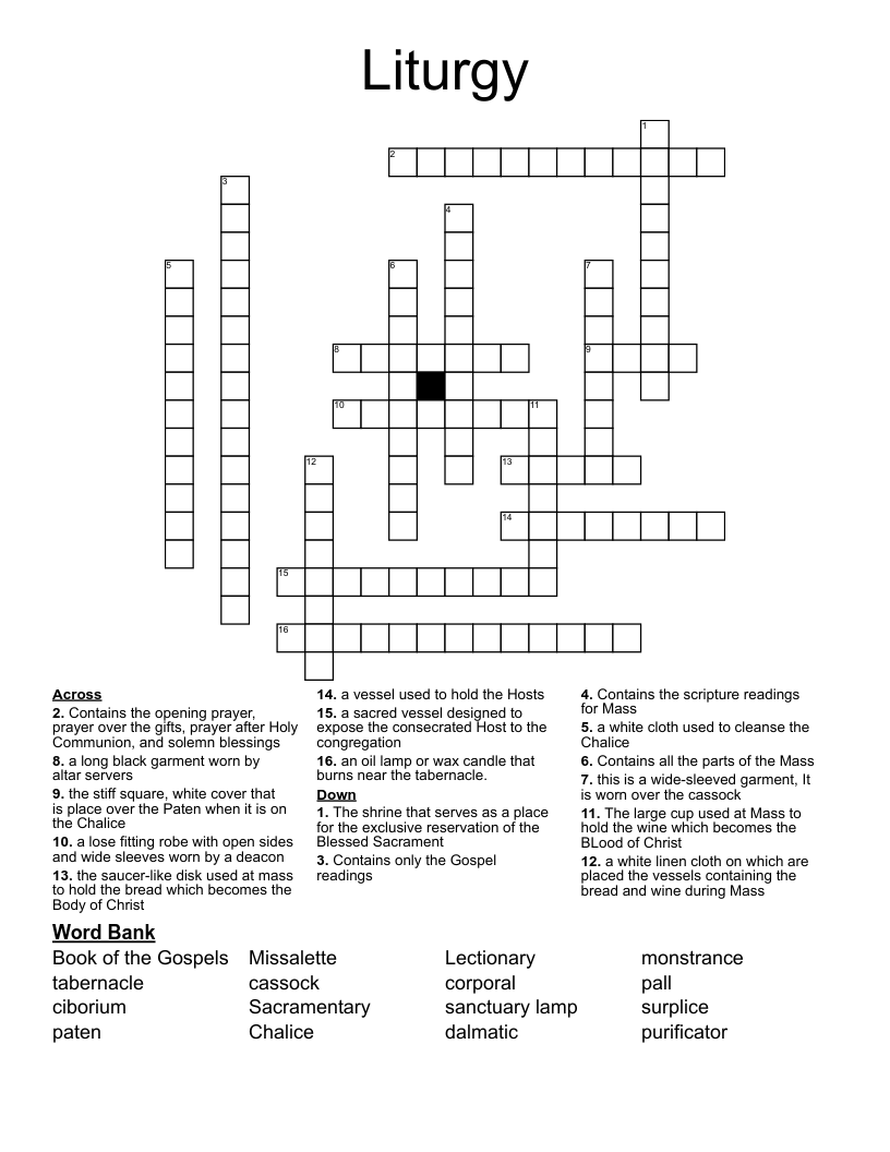 Liturgy Crossword