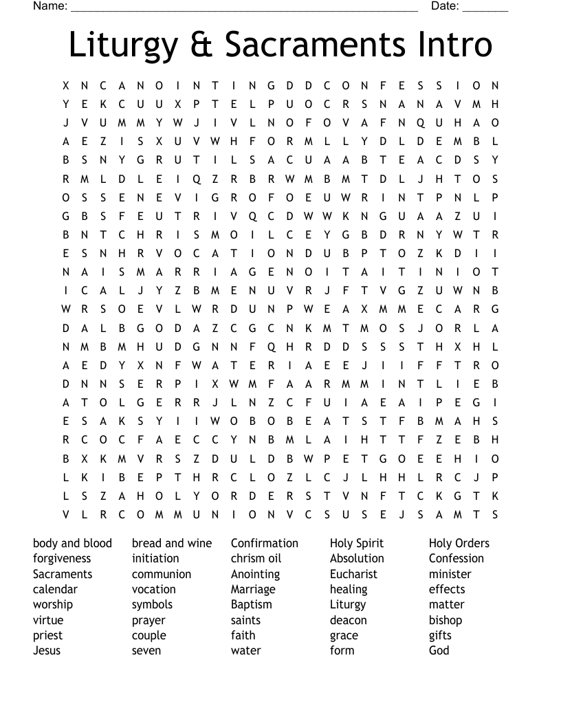 Liturgy & Sacraments Intro Word Search