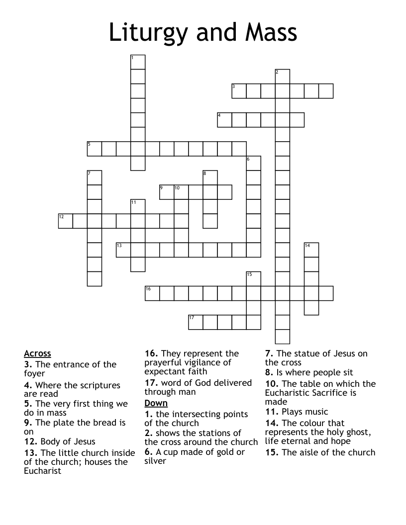 Liturgy and Mass Crossword