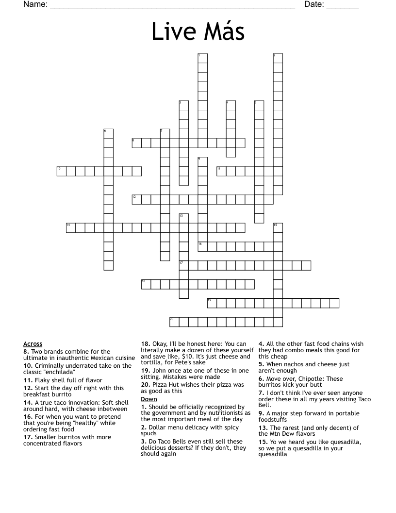 Live Más Crossword