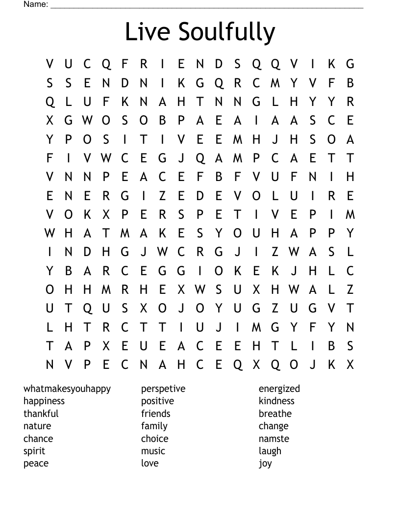Live Soulfully Word Search