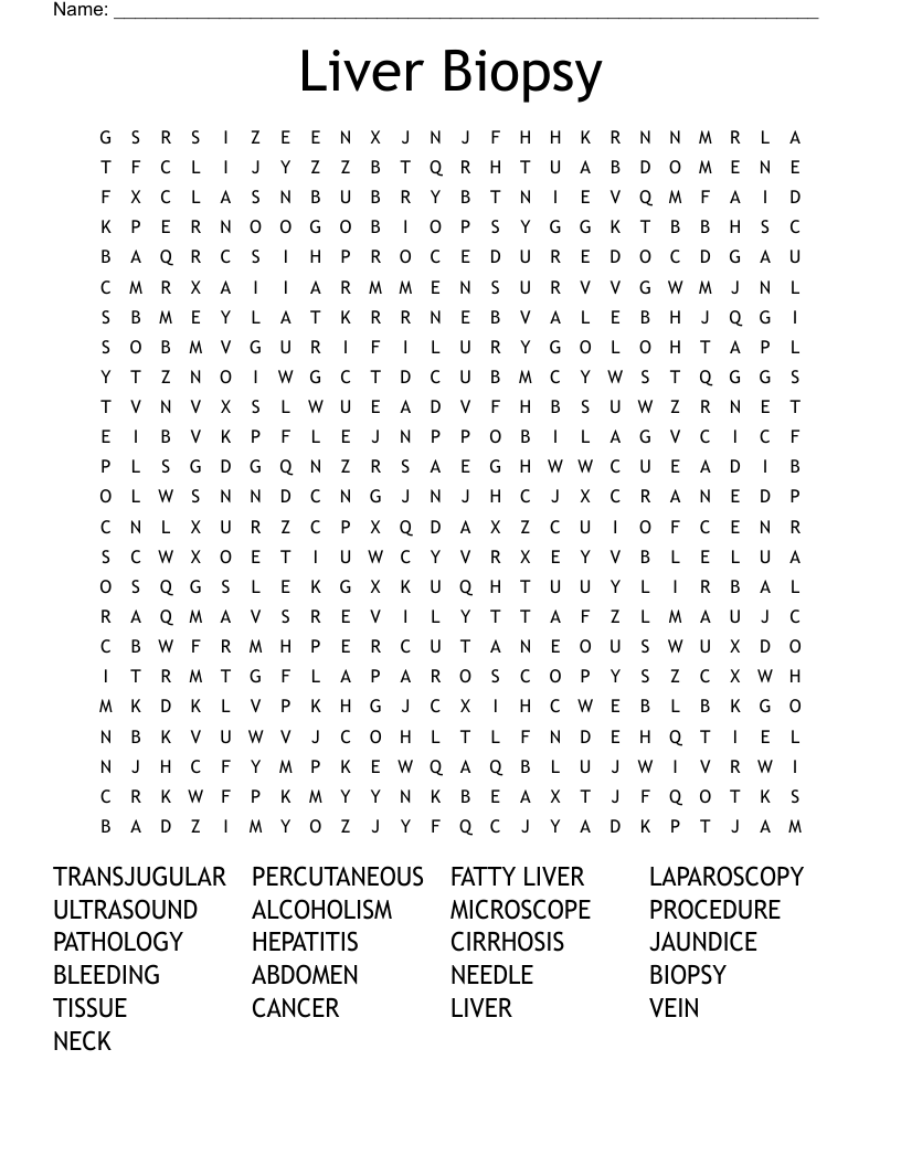 Liver Biopsy Word Search