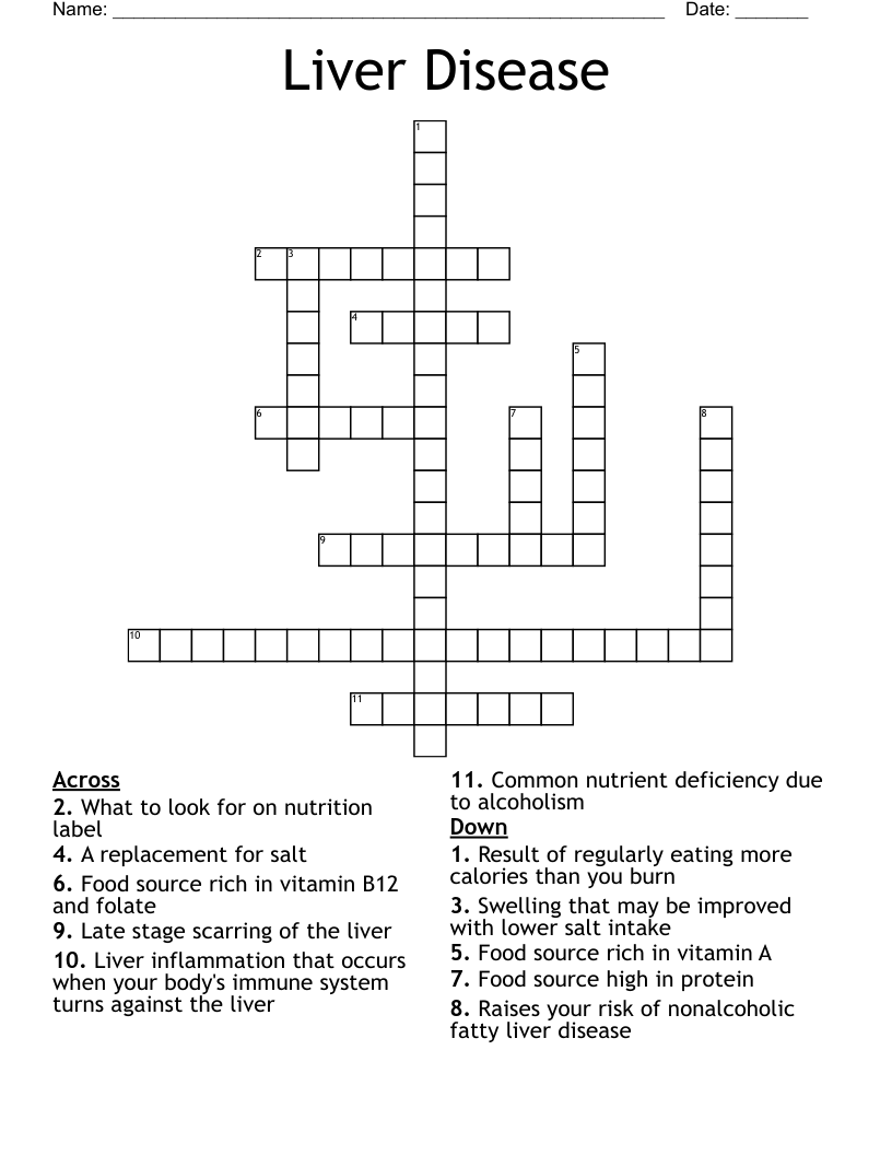 Liver Disease Crossword