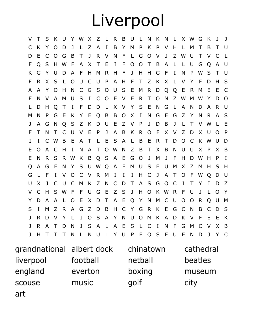 Liverpool Word Search