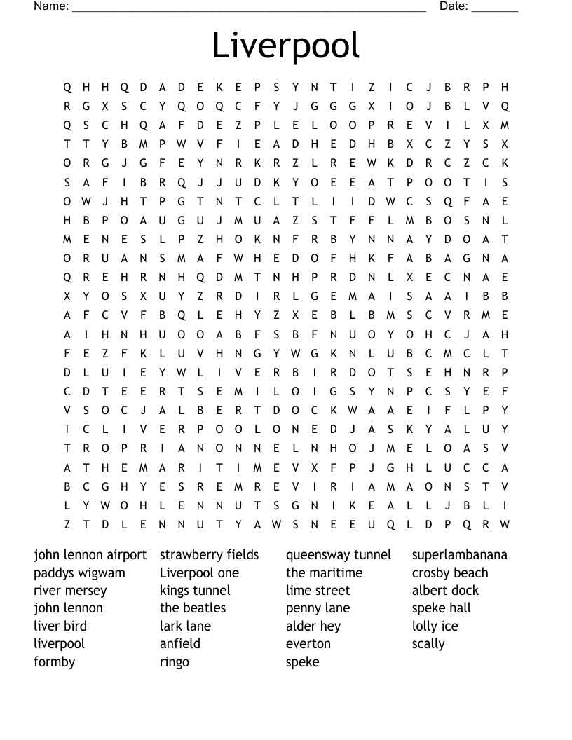Liverpool Word Search
