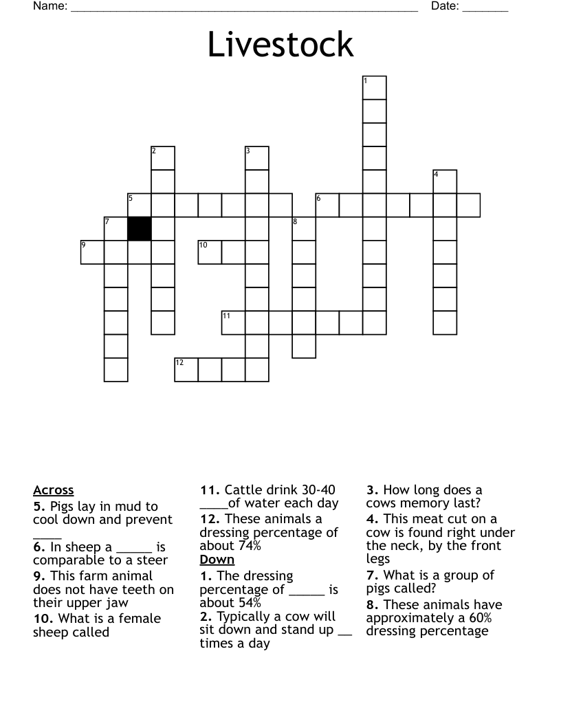 Livestock Crossword