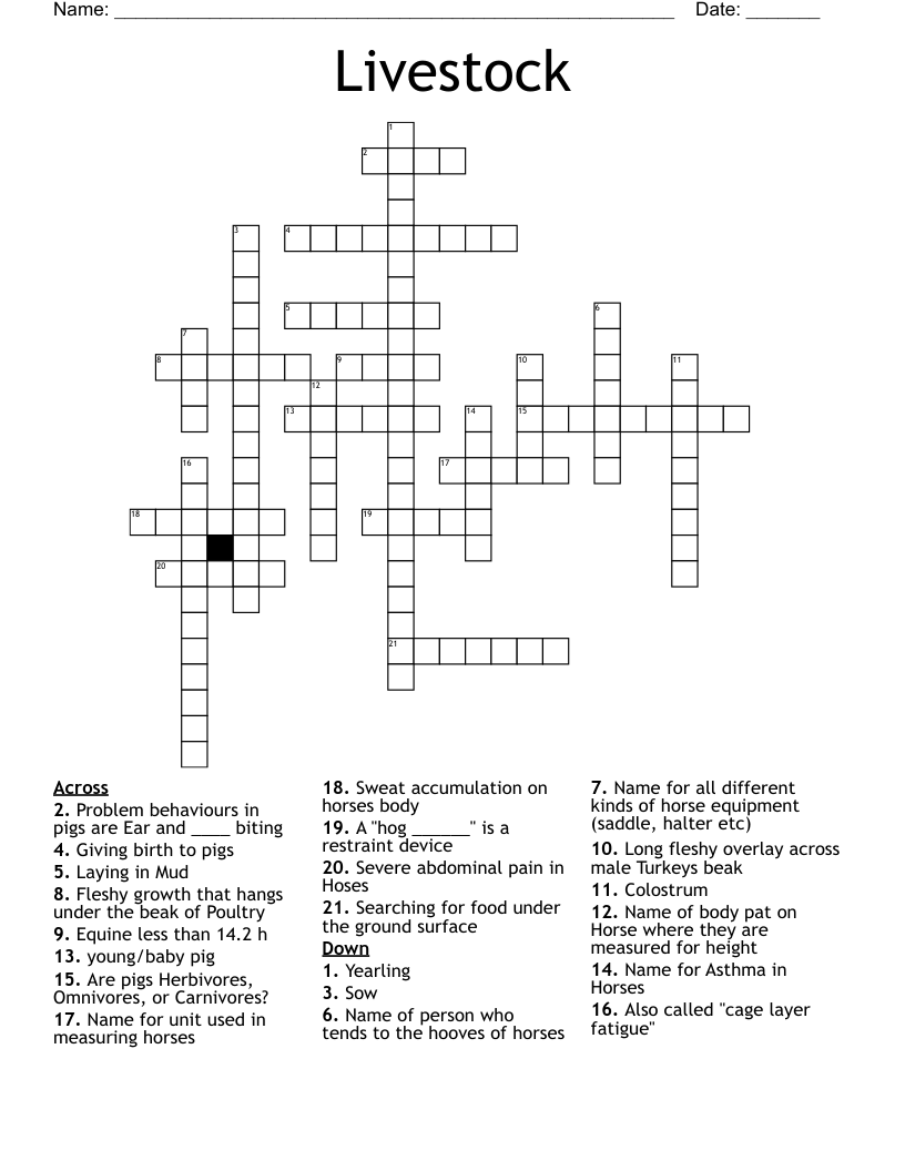 Livestock  Crossword