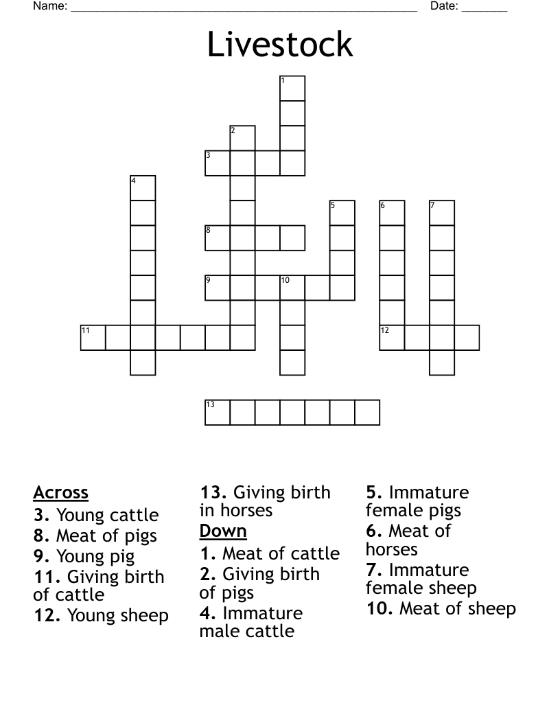 Livestock  Crossword