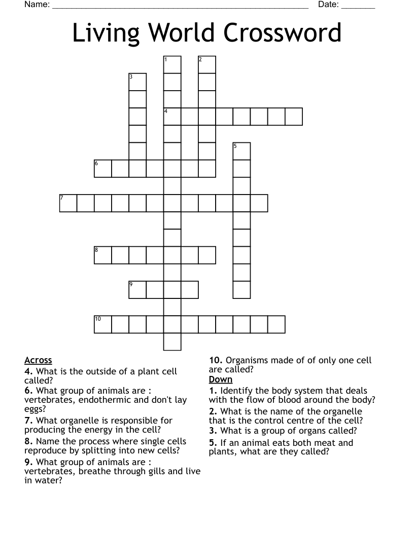 Living World Crossword