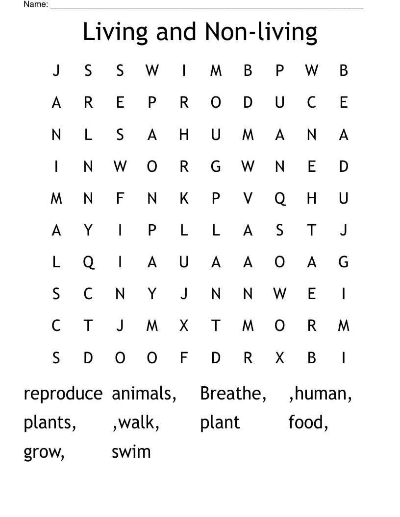 Living and Non-living Word Search