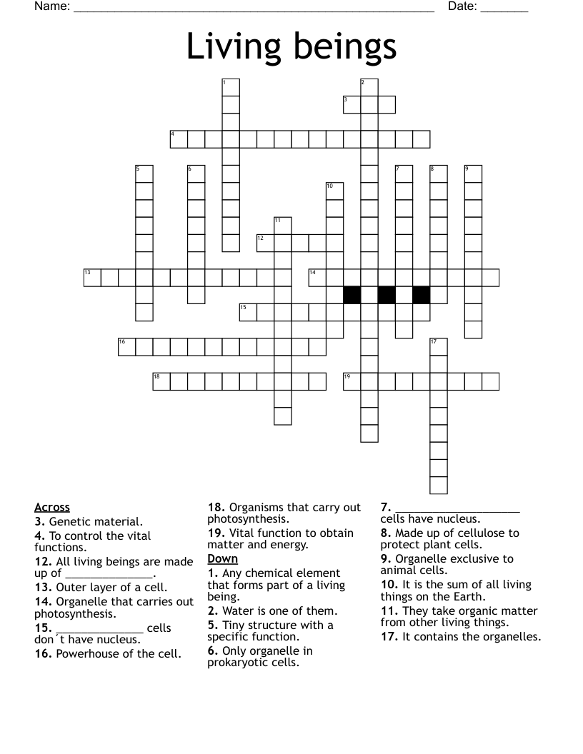 Living beings Crossword