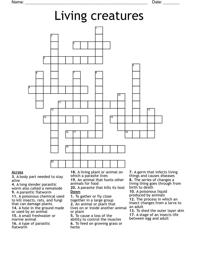 Living creatures Crossword