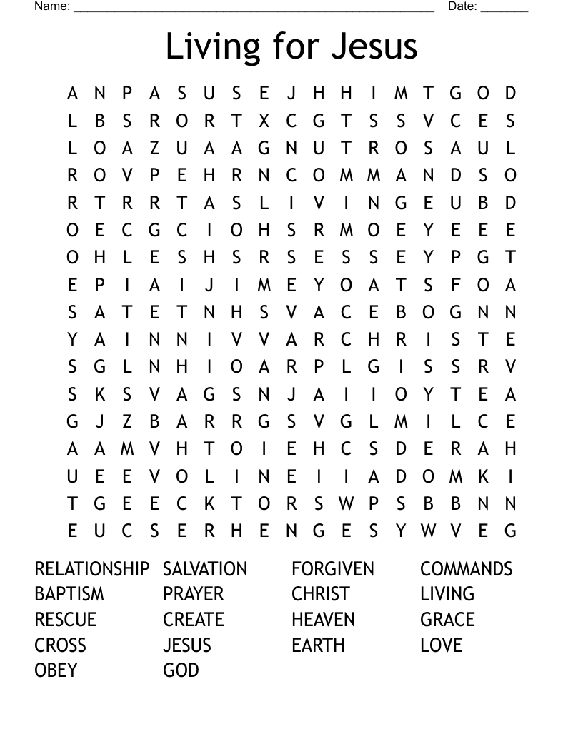 Living for Jesus Word Search