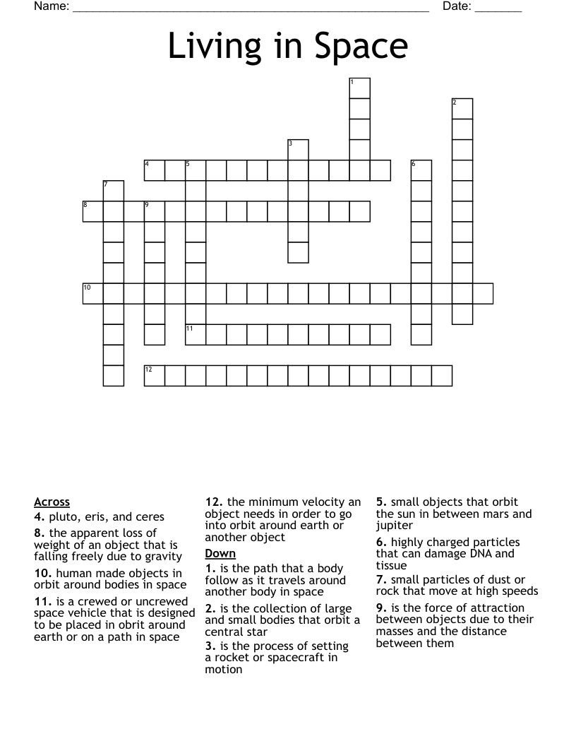 Living in Space Crossword
