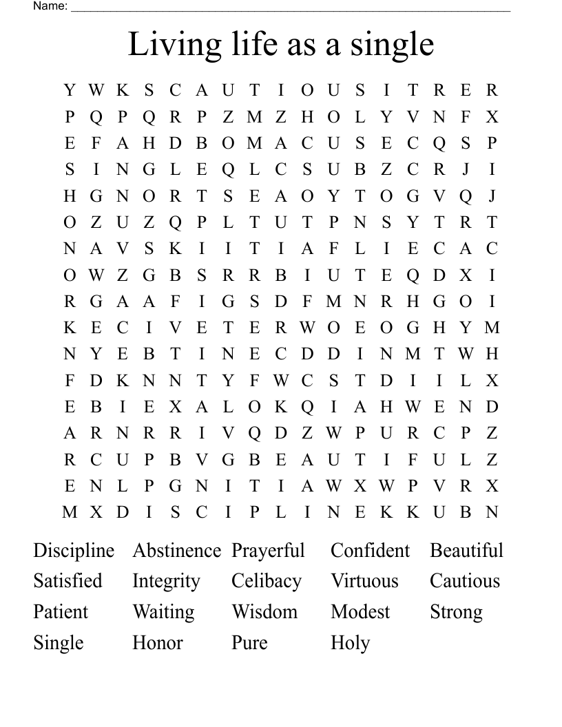 Living life as a single Word Search