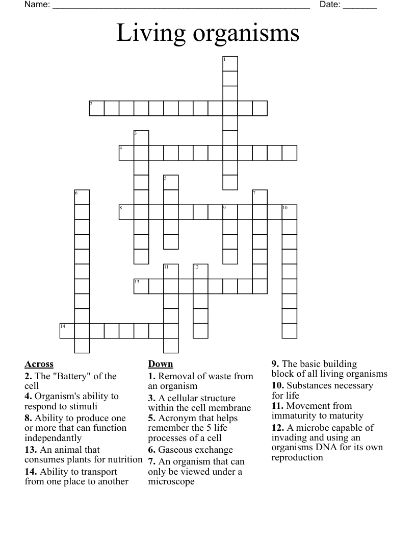 Living organisms Crossword