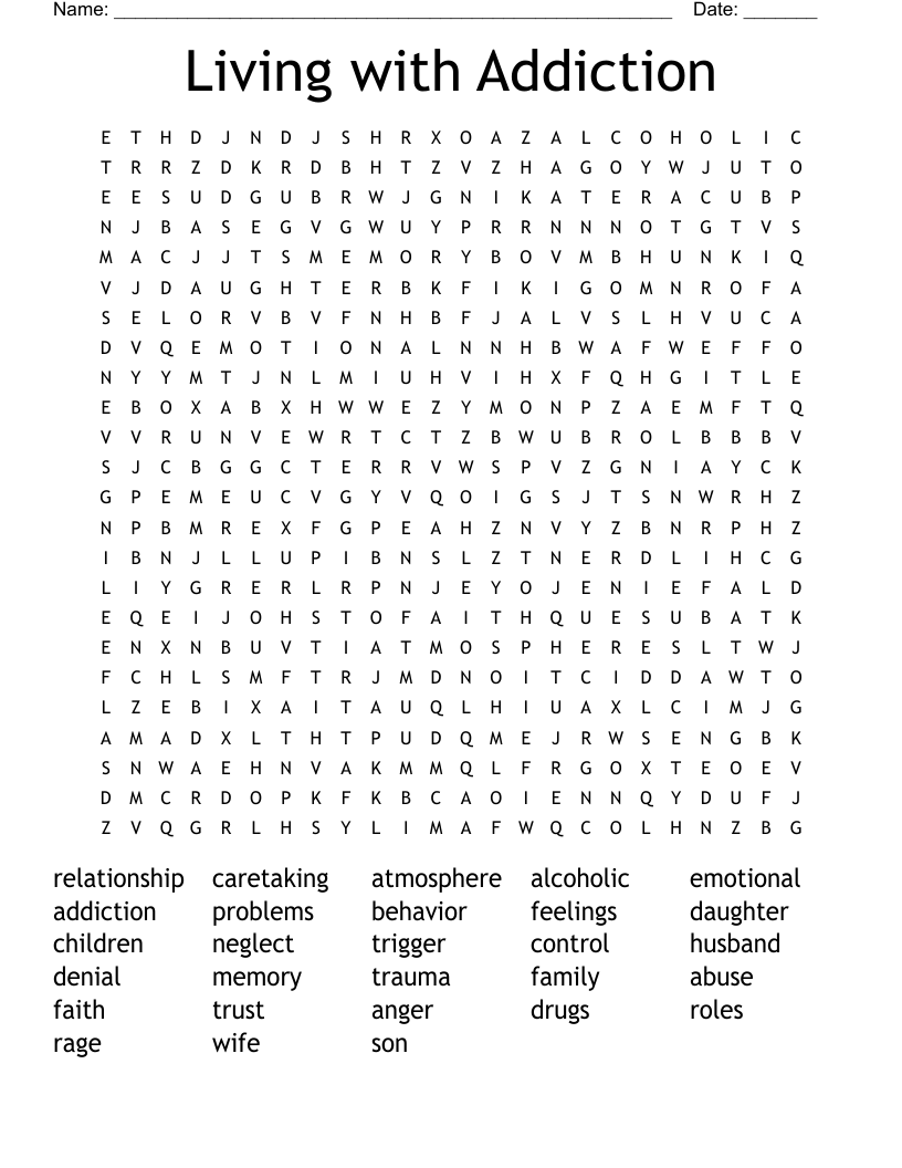 Living with Addiction Word Search