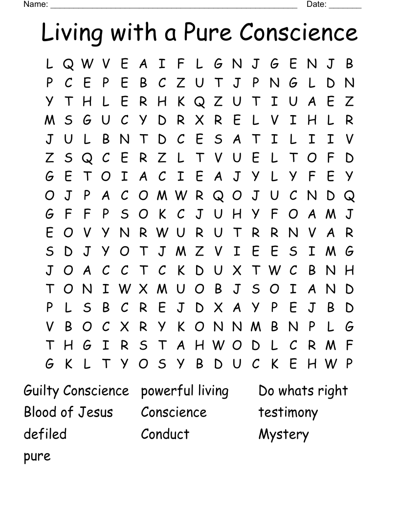 Living with a Pure Conscience Word Search