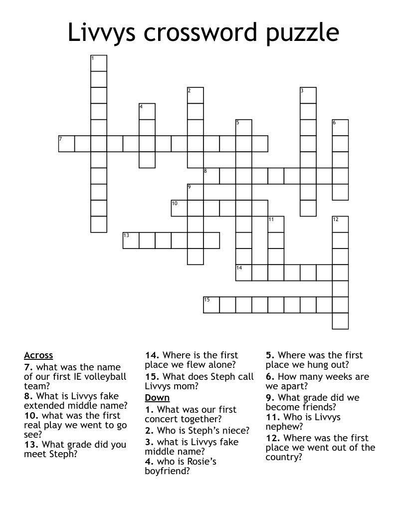 Livvys crossword puzzle 