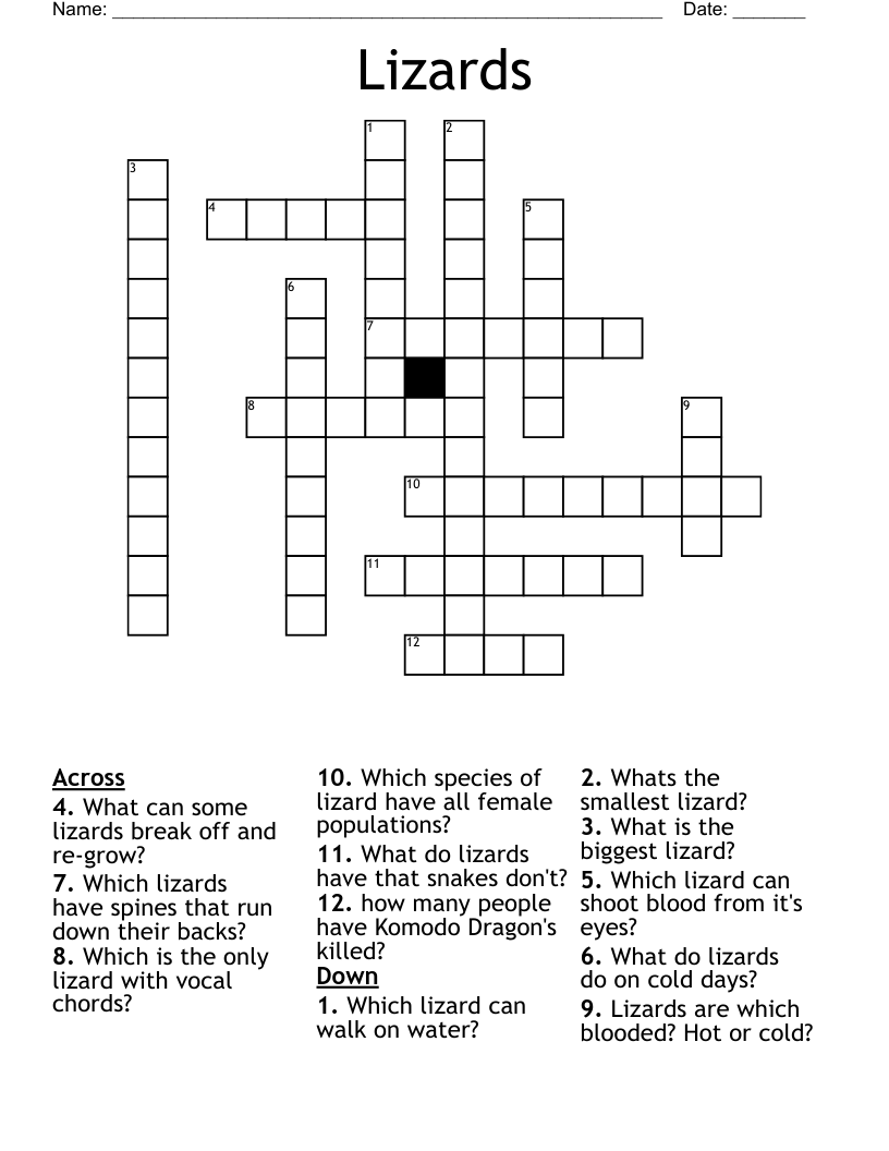 Lizards Crossword