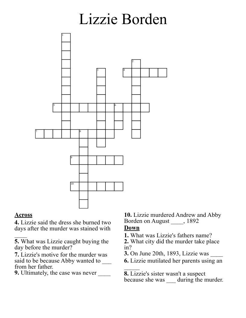 Lizzie Borden Crossword