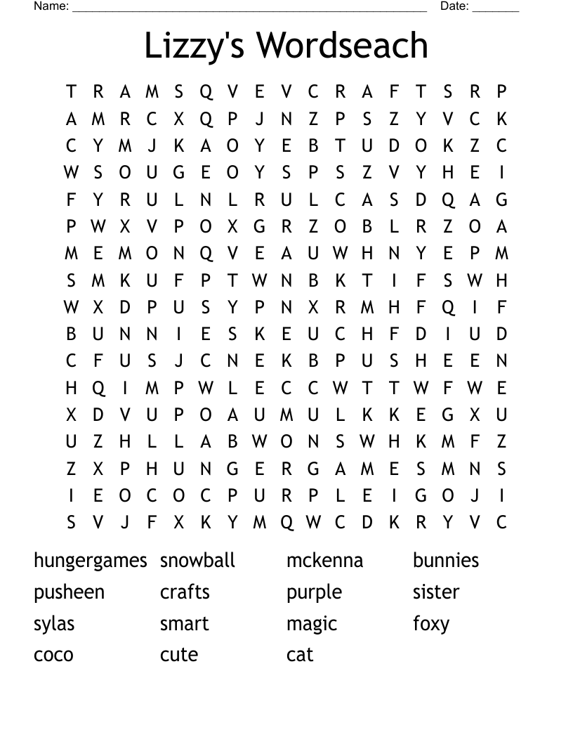 Lizzy's Wordseach Word Search