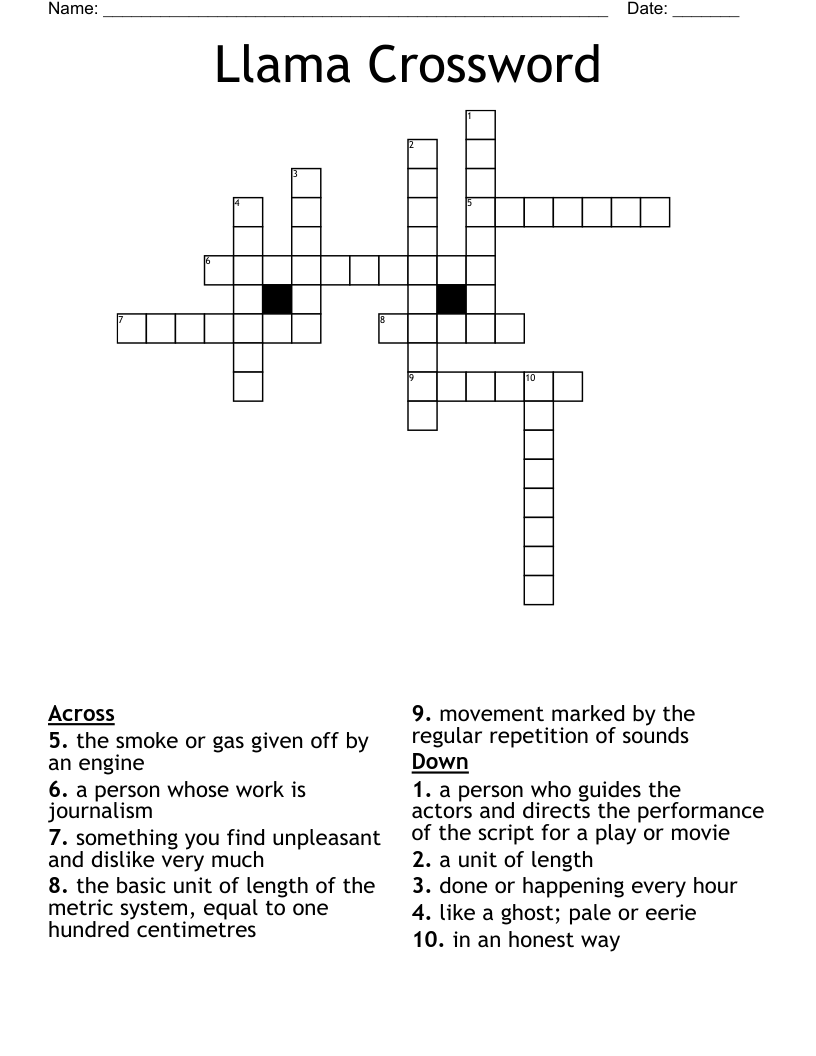 Llama Crossword