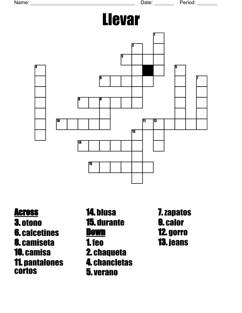 Llevar Crossword