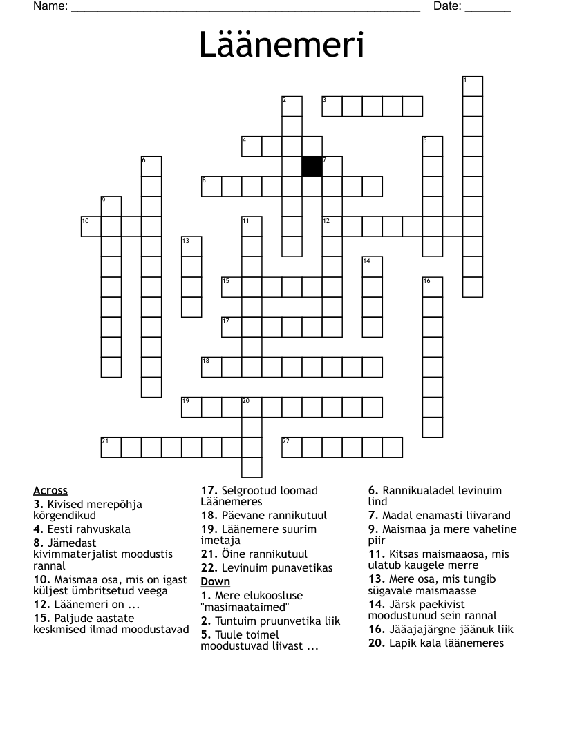 Läänemeri Crossword