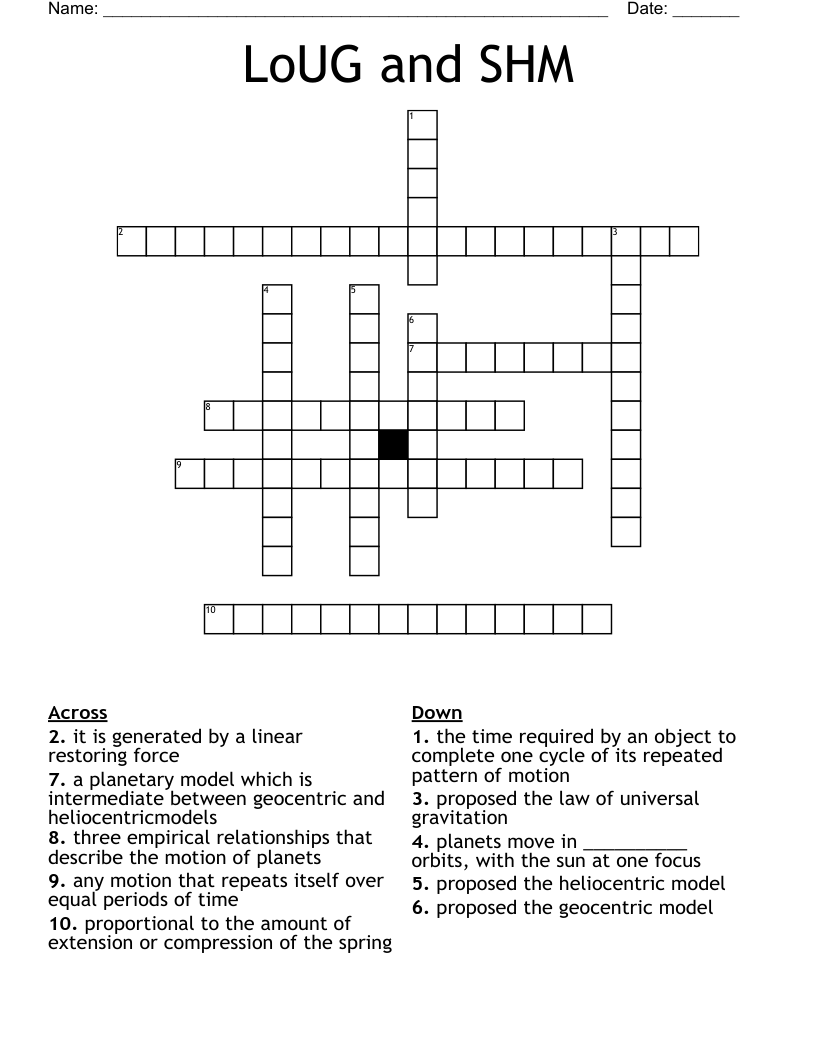 LoUG and SHM  Crossword