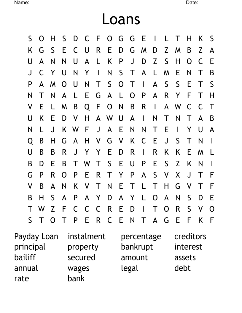 Loans Word Search