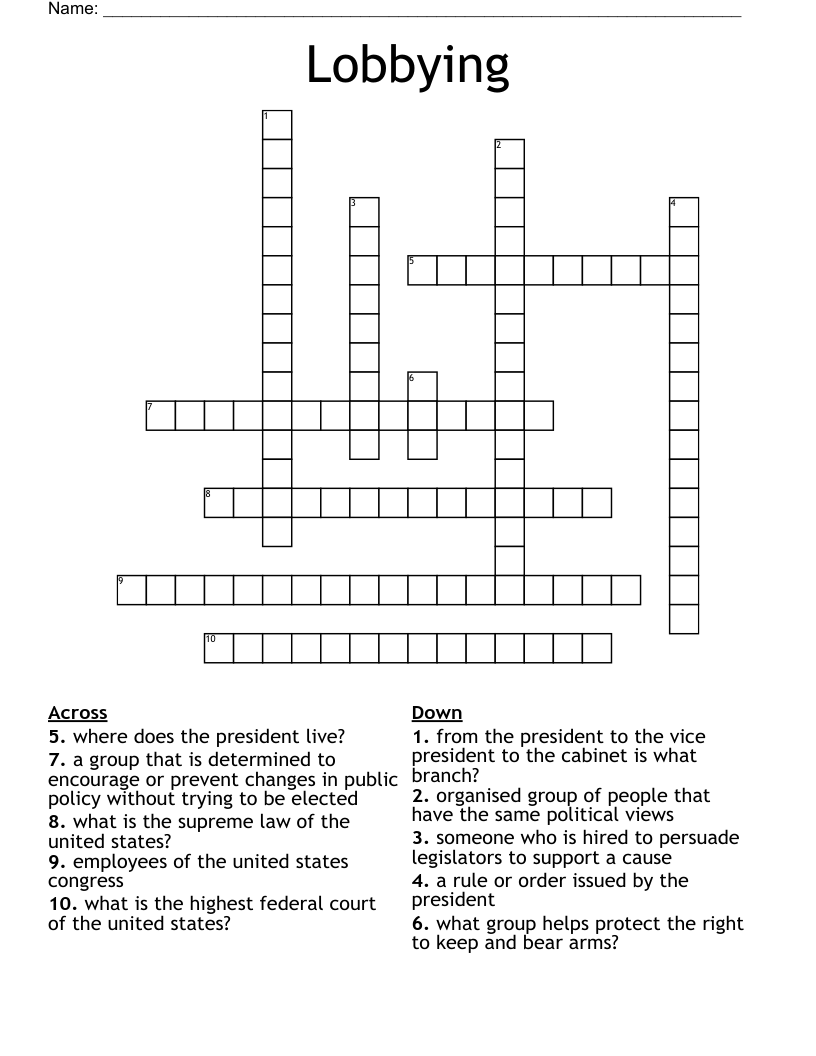 Lobbying Crossword