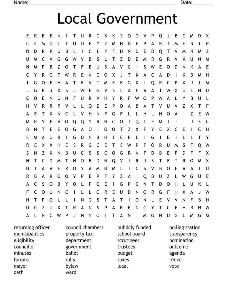 Local Government Word Search