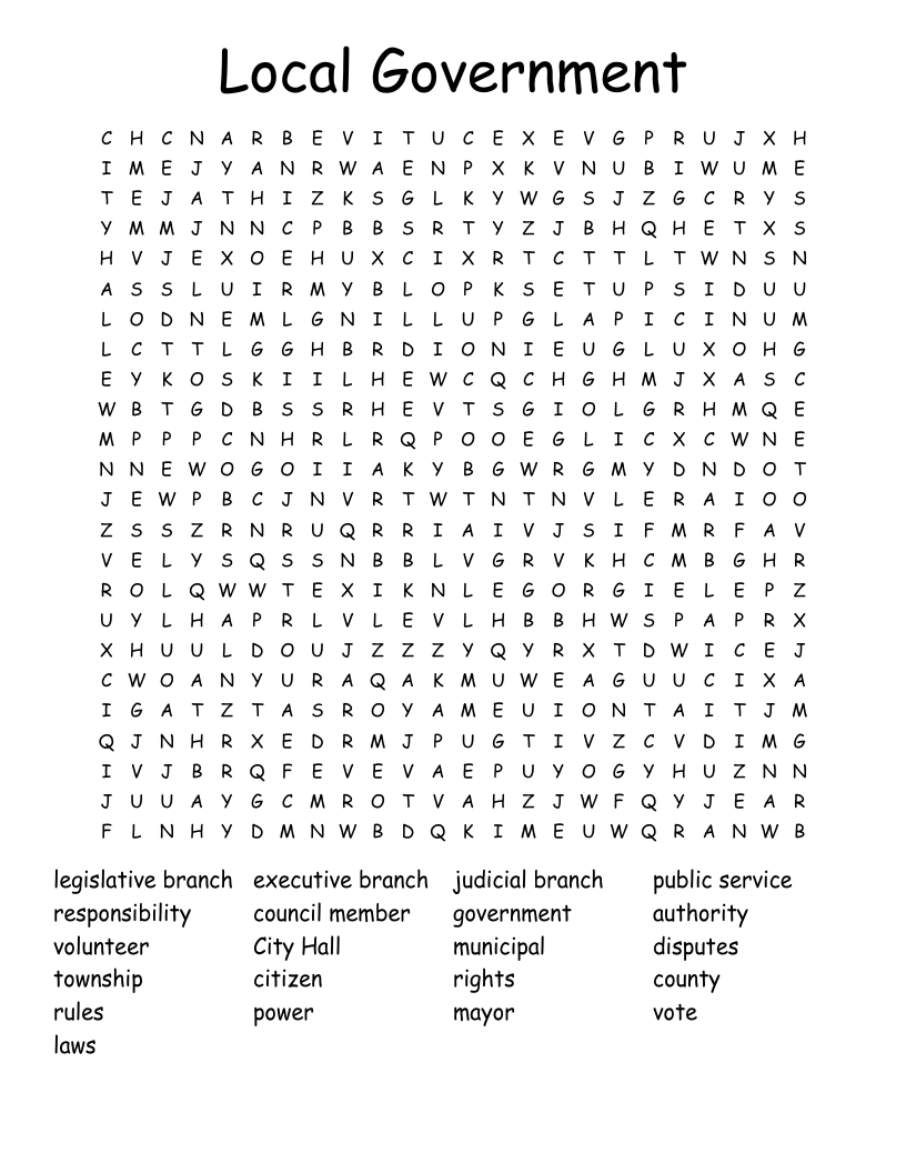 Local Government Word Search