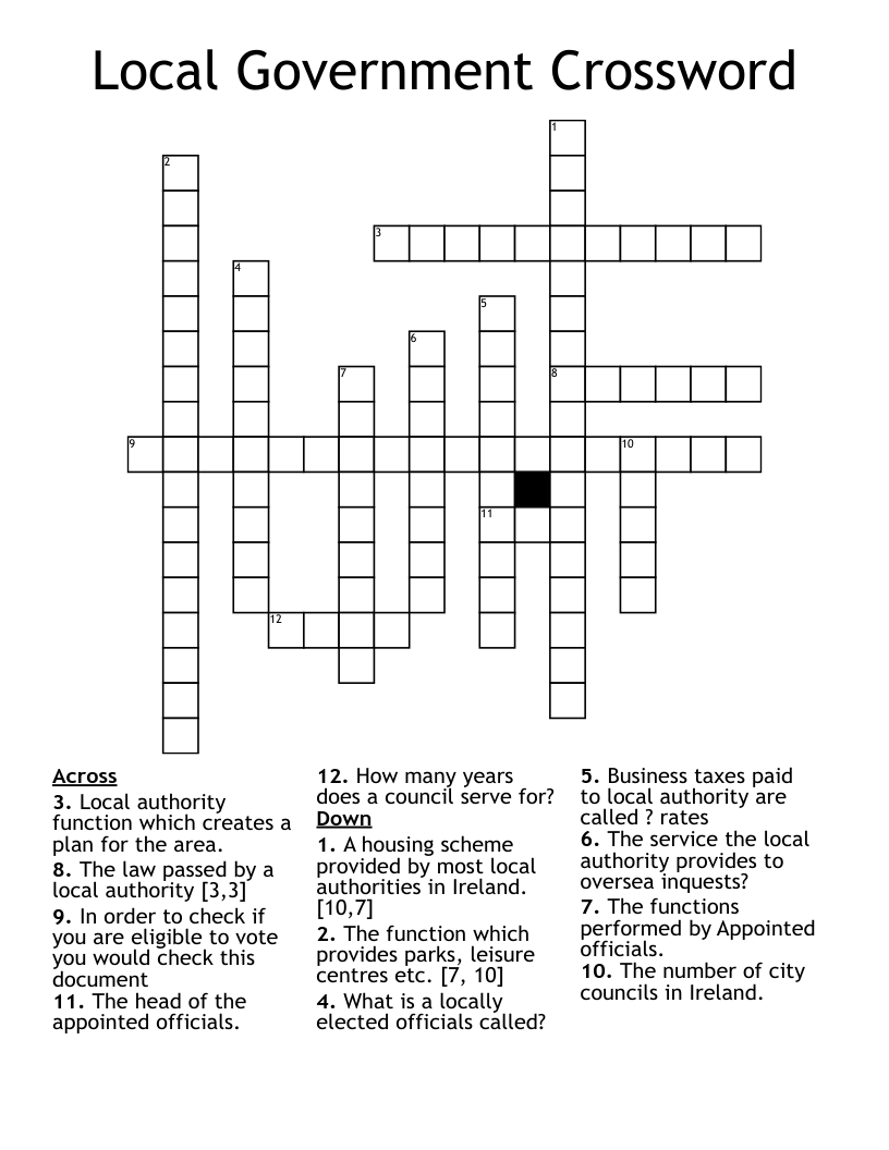 Local Government Crossword