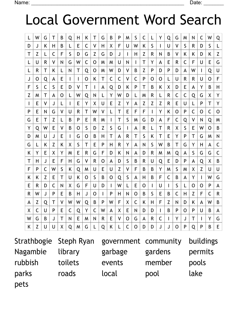 Local Government Word Search