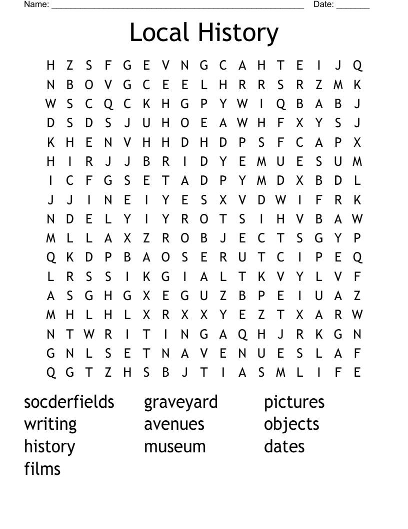 Local History Word Search