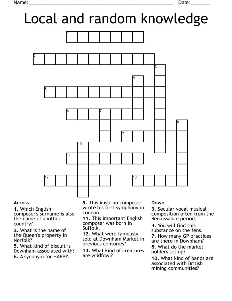 Local and random knowledge Crossword