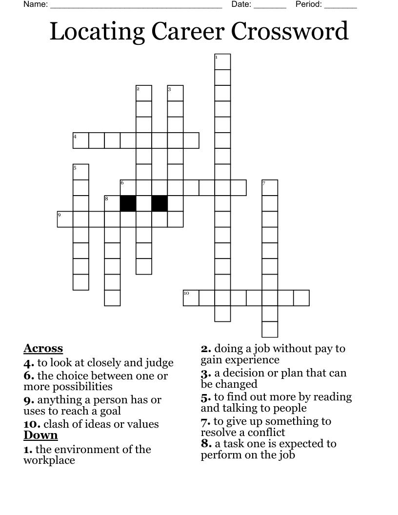 Locating Career Crossword