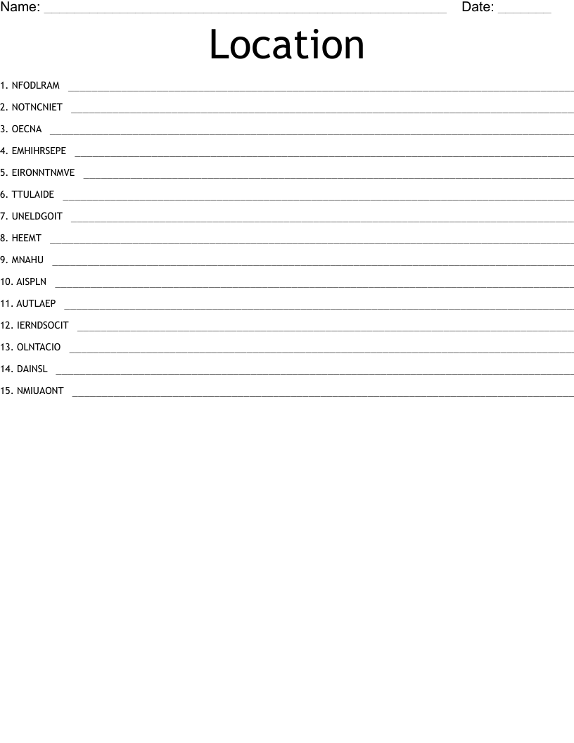 Location Word Scramble