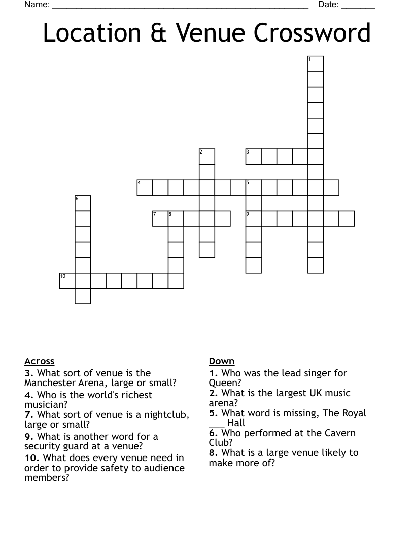 Location & Venue Crossword