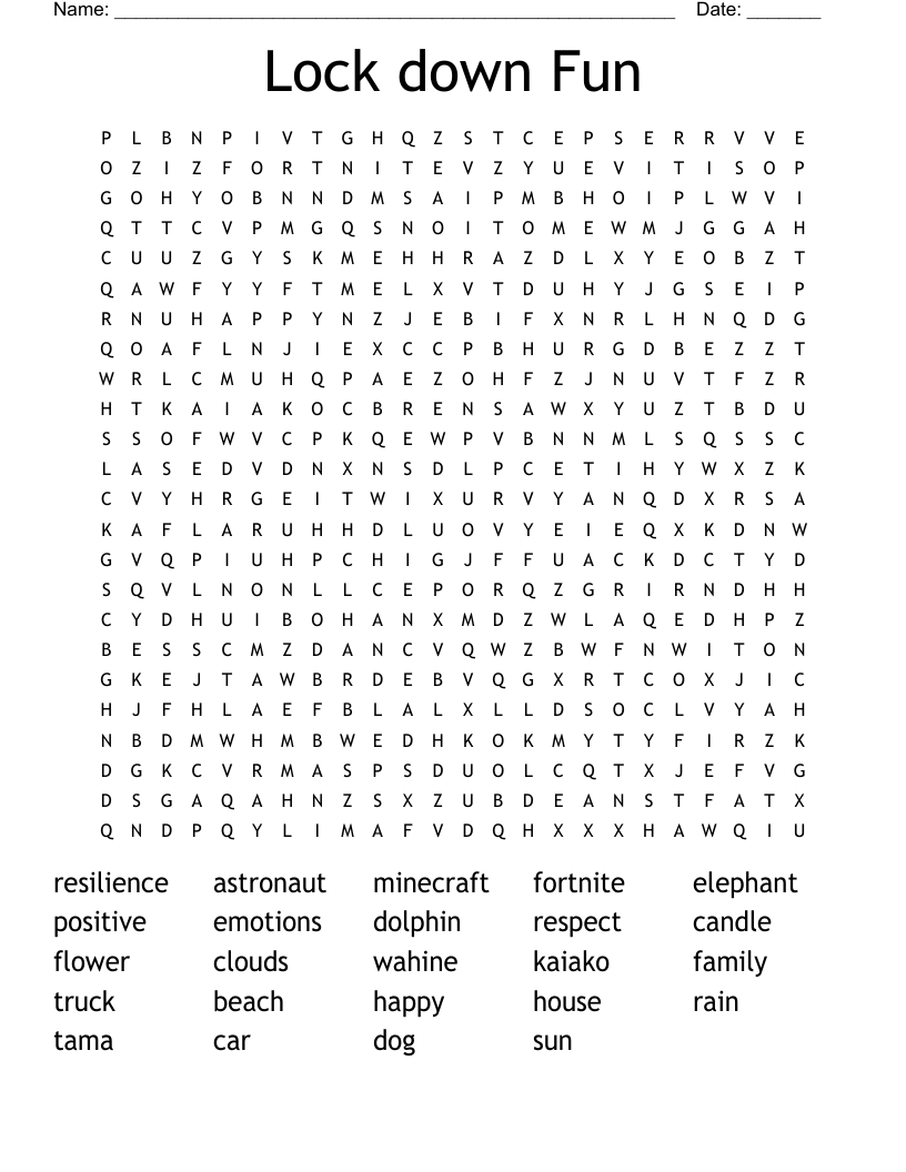 Lock down Fun Word Search