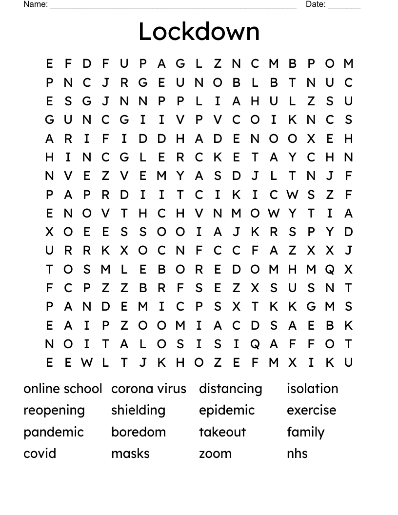 Lockdown Word Search