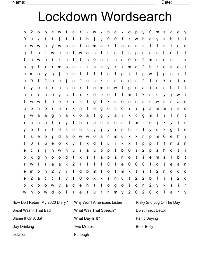 Lockdown Wordsearch
