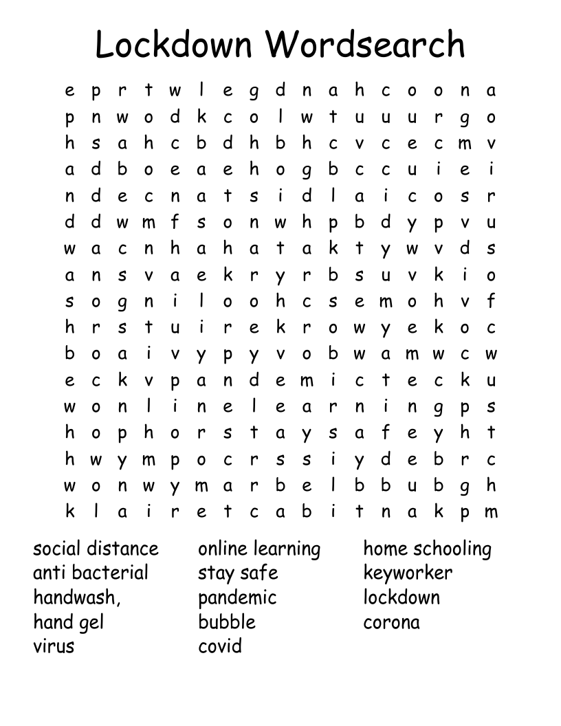 Lockdown Wordsearch