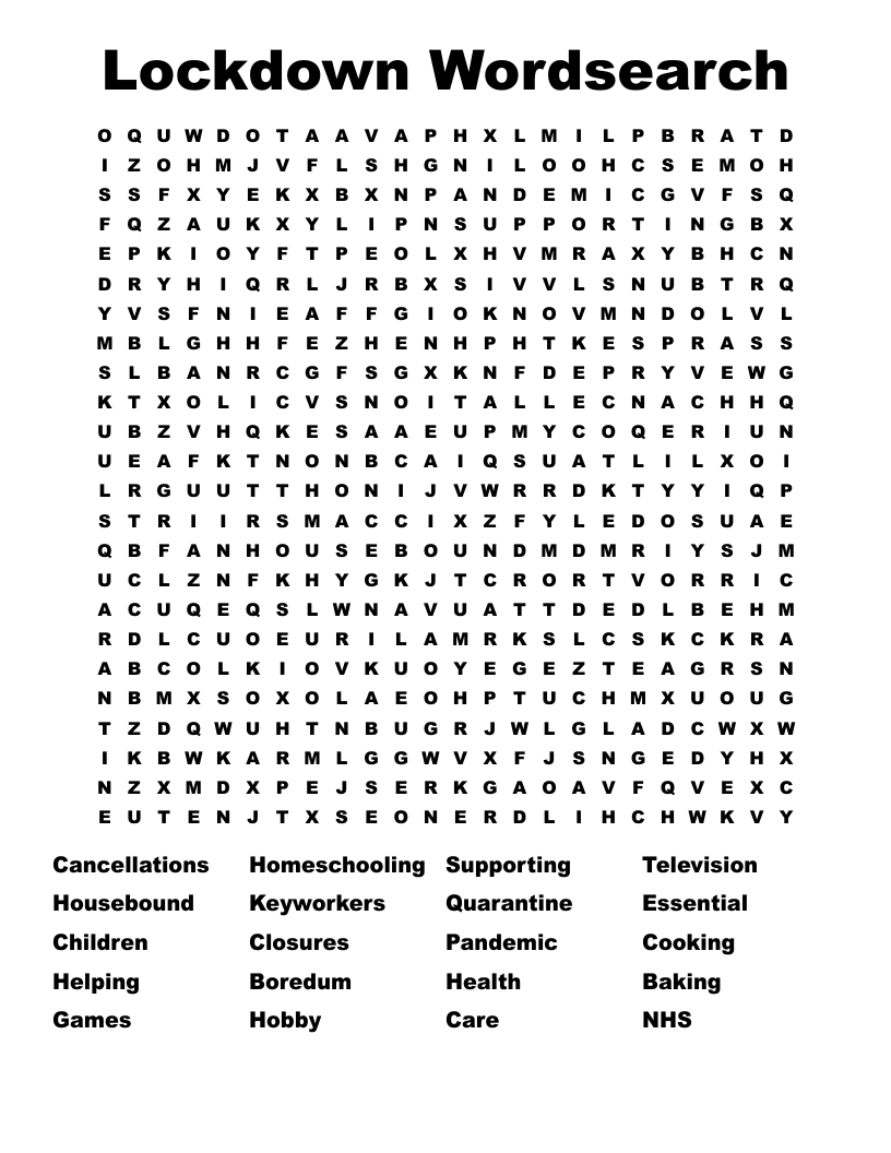Lockdown Wordsearch 