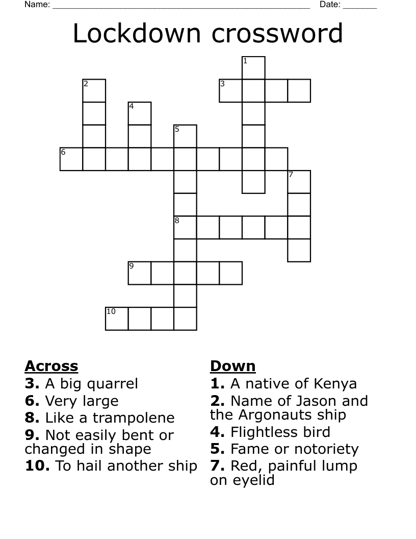 Lockdown crossword